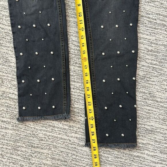 NWT Isabel Marant Pearl Bead Embellished Straight Leg Jeans Black Sz 36/ Small - Picture 12 of 16